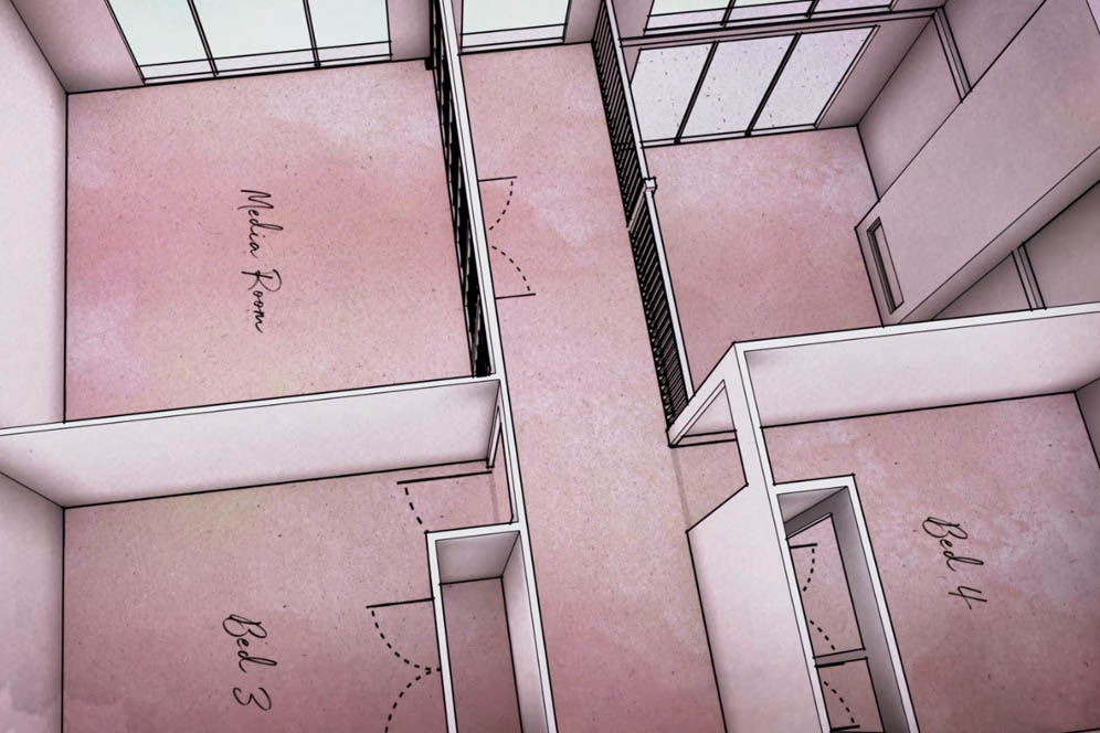 (3D animation & Modelling) Floorplan graphics for Three Birds Renovations.